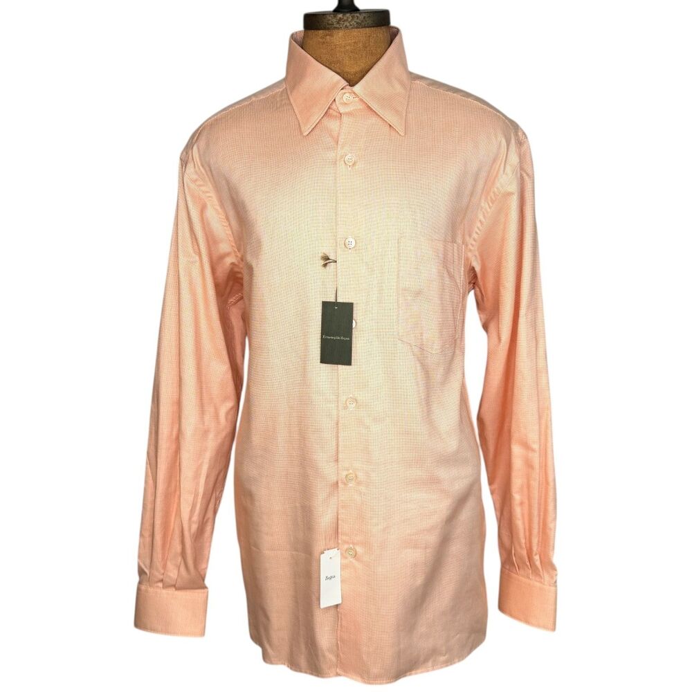 New Ermenegildo Zegna Salmon Dress Shirt Men's Size XL $295 MSRP